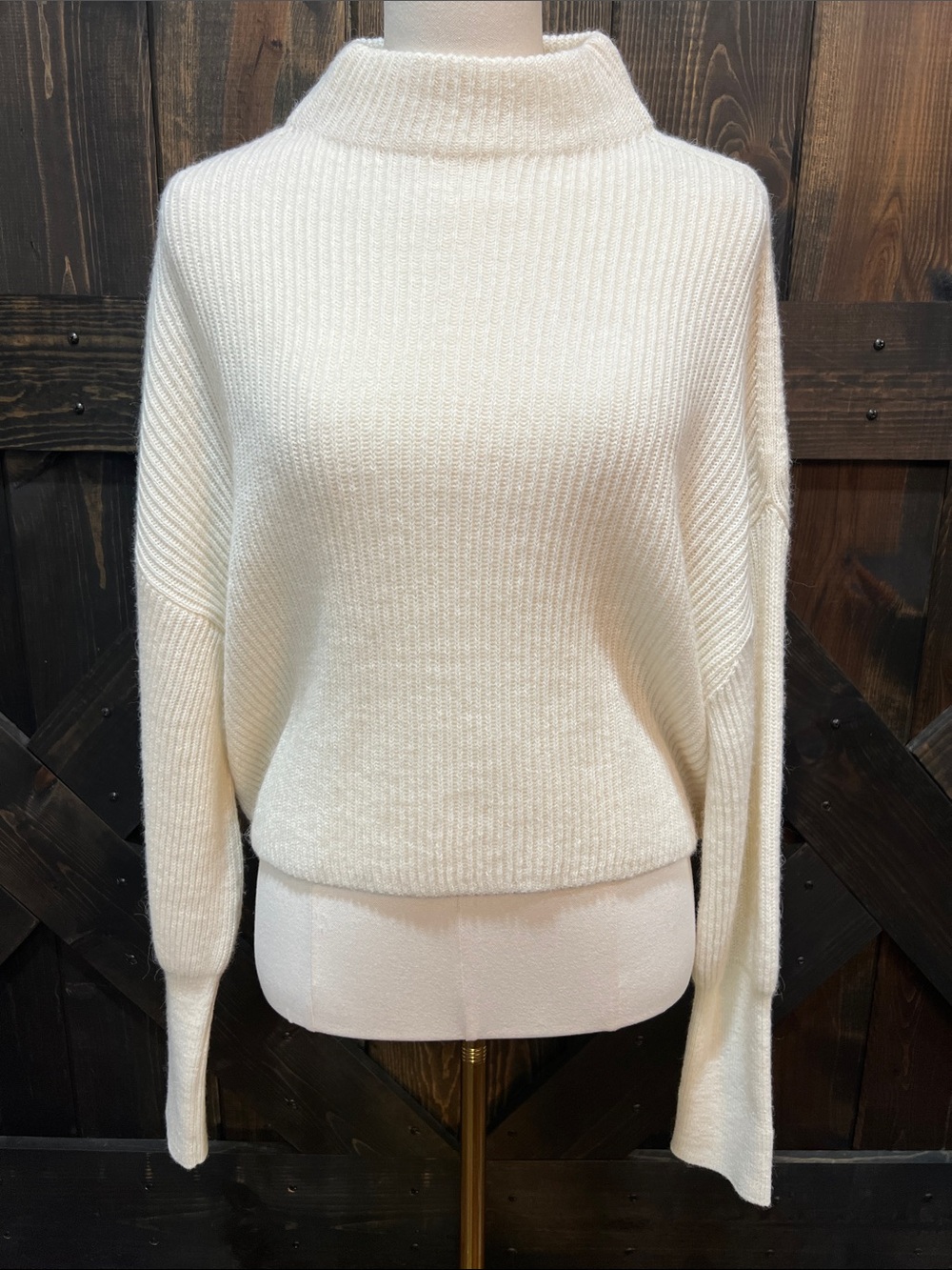CLOSED Ivory Oversized Alpaca Wool Blend Sweater XS Boxy Ribbed Luxury Fisherman